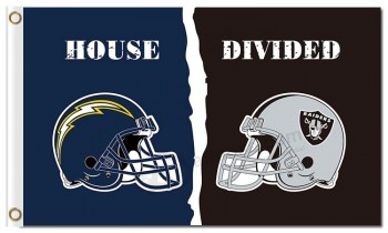NFL San Diego Chargers 3'x5' polyester flags house divided with Raiders and your logo