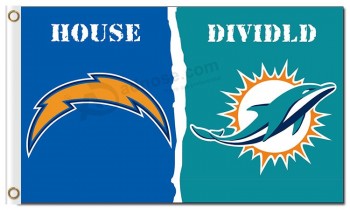 Nfl san diego chargers Maison de drapeaux en polyester 3'x5 'divisée avec des dauphins