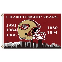 NFL San Francisco 49ers 3'x5' polyester flags helmet championship years with your logo