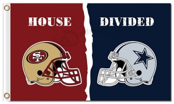 NFL San Francisco 49ers 3'x5' polyester flags house divided with cowboys and your logo
