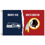 NFL Seattle Seahawks 3'x5' polyester flags house divided with redskins and your logo