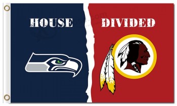 Nfl seattle Seahawks 3 'x 5' drapeaux en polyester maison divisée avec des peaux rouges