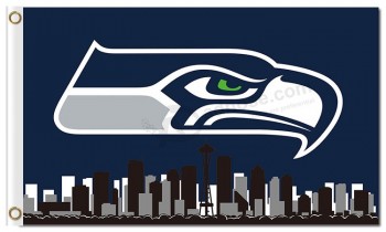 NFL Seattle Seahawks 3'x5' polyester flags city skyline with your logo