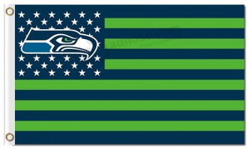 Nfl seattle seahawks 3'x5 'ポリエステルの旗のロゴの星の縞
