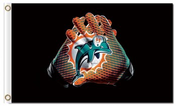 Nfl miami dolfijnen 3'x5 'polyester vlaggen logo handschoenen