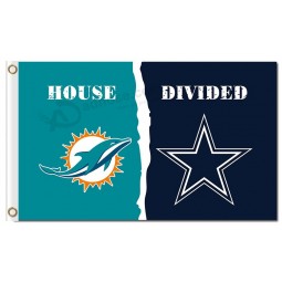 NFL Miami Dolphins 3'x5' polyester flags house divided with cowboys and your logo