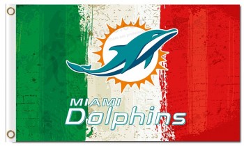 Nfl miami dolphins 3'x5 'полиэфирные флаги логотипа три цвета