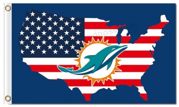 Nfl miami dolphins 3'x5 'полиэстер флага нас карта