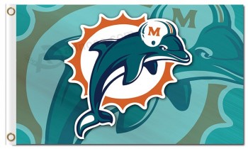 Nfl miami dolphins 3'x5 'ポリエステルのロゴの二重像