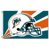 Wholesale custom cheap NFL Miami Dolphins 3'x5' polyester flags helmet radioactive rays with your logo