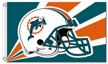 Wholesale custom cheap NFL Miami Dolphins 3'x5' polyester flags helmet radioactive rays with your logo