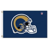 Custom cheap NFL Los Angeles Rams 3'x5' polyester flags big helmet for sale with your logo