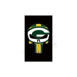 Custom size for NFL Green Bay Packers 3'x5' polyester flags skull with your logo