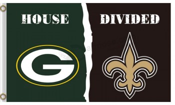 Taille faite sur commande pour les emballeurs de baie verte de nfl Maison de drapeaux de polyester de 3 'x 5' divisée avec des siants