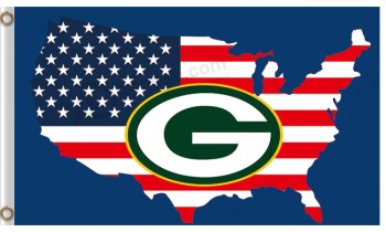 NFL Green Bay Packers 3'x5' polyester flags US map for custom sale
