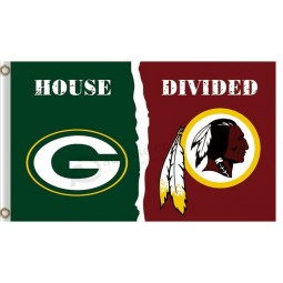 NFL Green Bay Packers 3'x5' polyester flags divided with Washington Redskins for custom sale