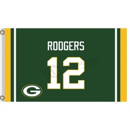 Wholesale custom cheap NFL Green Bay Packers 3'x5' polyester flags Rodgers green