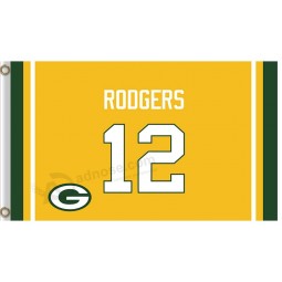 Wholesale custom cheap NFL Green Bay Packers 3'x5' polyester flags Rodgers with high quality