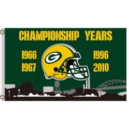 Großhandel benutzerdefinierte billige nfl grüne Bucht Packer 3'x5 'Polyester Fahnen Skyline der Stadt