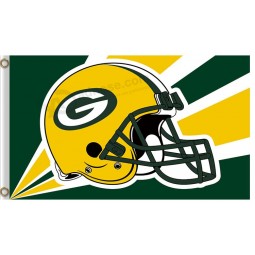 Custom high-end NFL Green Bay Packers 3'x5' polyester flags helmet with radioactive rays