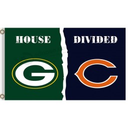 Custom high-end NFL Green Bay Packers 3'x5' polyester flags divided with chicago bears