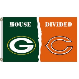Custom high-end NFL Green Bay Packers 3'x5' polyester flags divided with chicago bears