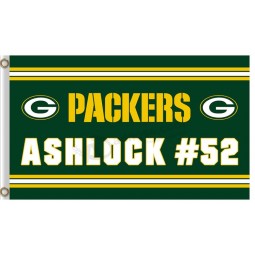 Custom high-end NFL Green Bay Packers 3'x5' polyester flags Ashlock #52