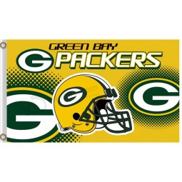 Custom high-end NFL Green Bay Packers 3'x5' polyester flags helmet and logos