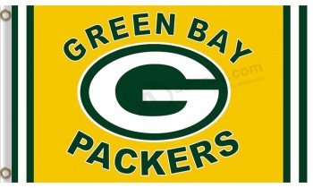 Custom high-end NFL Green Bay Packers 3'x5' polyester flags yellow