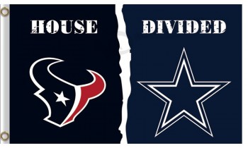 Wholesale custom NFL Houstan Textans 3'x7' polyester flags divided with Cowboys