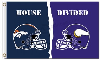 NFL Denver Broncos 3'x5' polyester flags divided Vikings