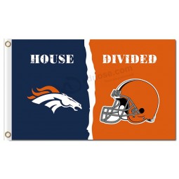 Nfl denver broncos 3'x5 'полиэфирные флаги, разделенные коричневыми