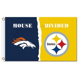 Nfl denver broncos 3'x5 'полиэфирные флажки, разделенные на сталевары