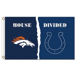 Nfl denver broncos 3'x5 'полиэфирные флаги, разделенные полисом