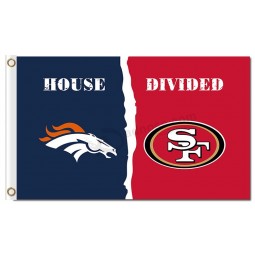 Nfl denver broncos 3'x5 'полиэфирные флаги, разделенные на сан-франциско