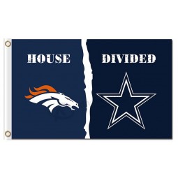 Nfl denver broncos 3'x5 'полиэфирные домики, разделенные с ковбоями