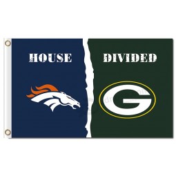 Nfl denver broncos 3'x5 'полиэфирные домики, разделенные зеленой бухтой