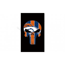 Custom high-end NFL Denver Broncos 3'x5' polyester flags skull