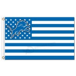 Personalizado barato nfl detroit leões 3'x5 'bandeiras de poliéster estrelas listras