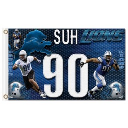 Custom cheap NFL Detroit Lions 3'x5' polyester flags SUH 90