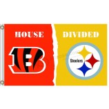 Atacado personalizado nfl cincinnati bengals 3'x5 'bandeiras de poliéster dividem com steelers