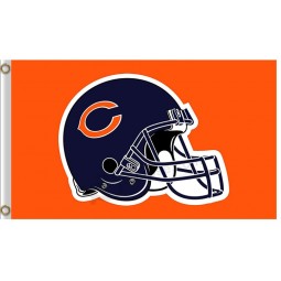Custom NFL Chicago Bears 3'x5' polyester flags helmet horizontal orange for sale