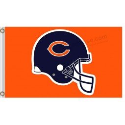 Custom NFL Chicago Bears 3'x5' polyester flags helmet with orange background for sale