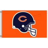 Custom nfl chicago bears 3'x5 'poliéster bandeiras capacete com fundo laranja para venda