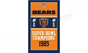 Großhandel benutzerdefinierte hoch-Ende nfl chicago Bären 3'x5 'Polyester Flags Super Bowl Champions 1985