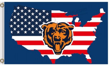 Wholesale custom high-end NFL Chicago Bears 3'x5' polyester flags US map