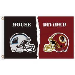 NFL Carolina Panthers 3'x5' polyester flags divided with redskins
