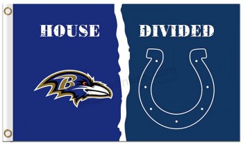 Custom high-end NFL Baltimore Ravens 3'x5' polyester flags divided with colts