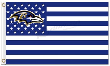 Alto personalizzato-End nfl baltimore ravens 3'x5 'bandiere in poliestere a strisce blu