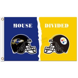 Custom high-end NFL Baltimore Ravens 3'x5' polyester flags helmet divided with steelers